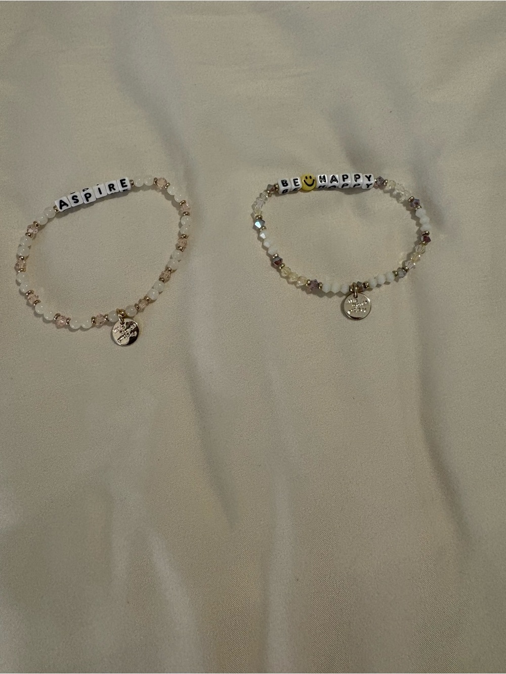 Little Words Project Stretch Bracelet - White/Gold Accent | Inspirational Charm